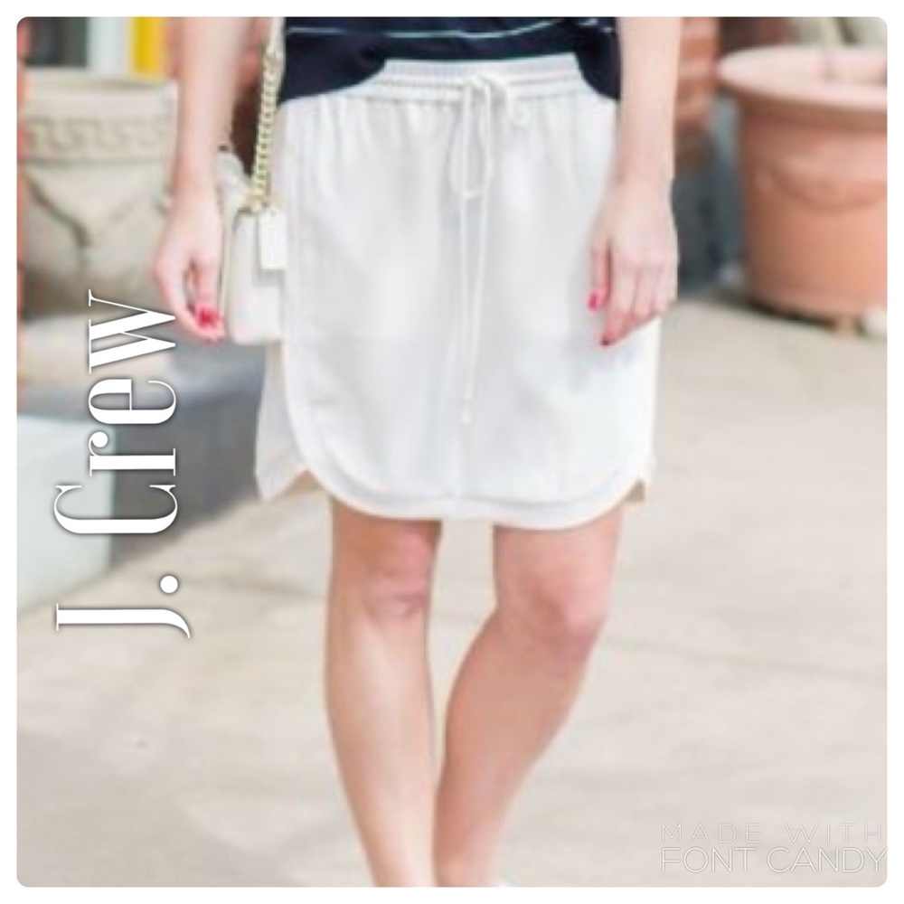 J. Crew Cream Colored Lined Skirt Drawstring Waist